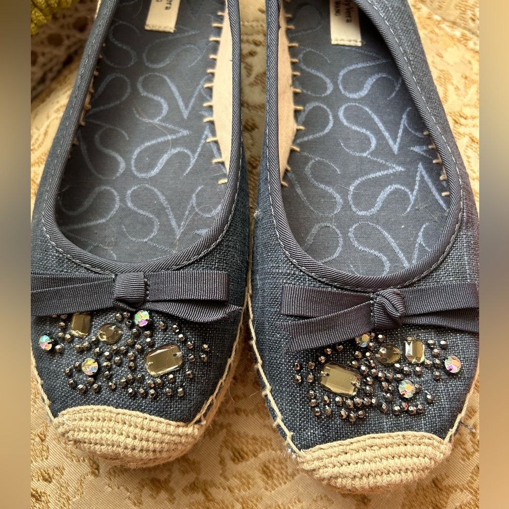 Vera Wang Navy Embellished Espadrille Flats - Picture 4 of 7
